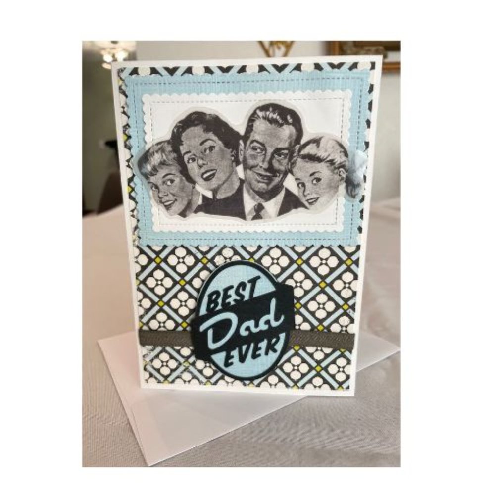 Retro Best Dad Ever Father's Day Greeting Card Handmade, Father's Day Card, Gree